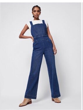 Faherty Avenue Dark Indigo Denim Jumpsuit Overalls size M